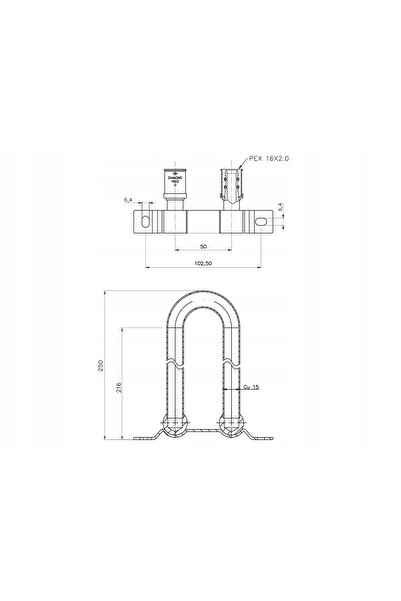 DIAMOND SET FURTUNURI CU CONEXIUNE CROMATĂ PENTRU ÎNCĂLZITOR PEX 16 x 2 ALUPEX