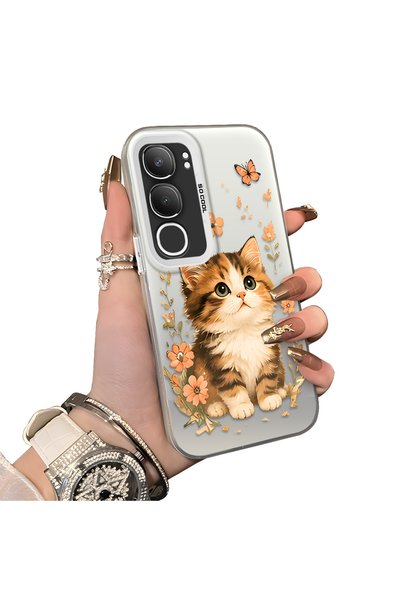 Hontinga Vivo Y19S Compatible Silicone Edge Hard Back Case Cat Pattern Loving...
