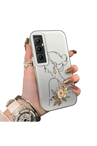Hontinga حافظة هاتف من السيليكون متوافقة مع Realme C65 4G ذات حافة صلبة وخلفي...