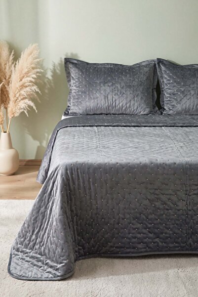 Rivaİstanbul Smoked Serelina Colorful Embroidered Velvet Double Bedspread Set...