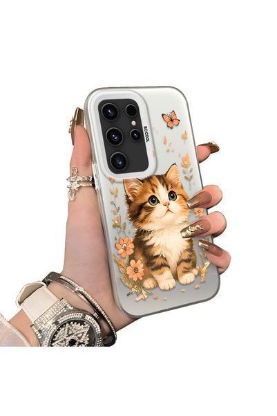 Hontinga Samsung Galaxy S23 Ultra Compatible Silicone Edge Hard Back Case Cat...