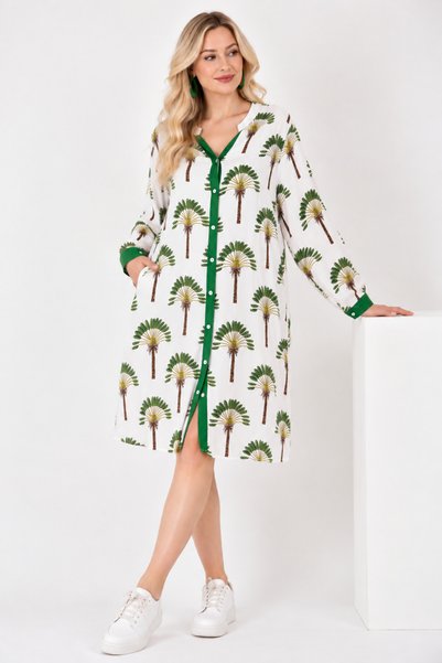 Butik Ayseba Women's Patterned Garnished Short Italian Tunic Dress