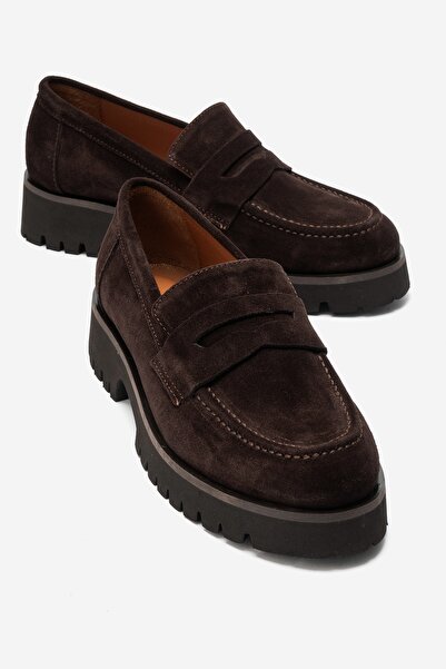 LuviShoes VIONEL Kahverengi Süet Hakiki Deri Kadın Loafer Ayakkabı