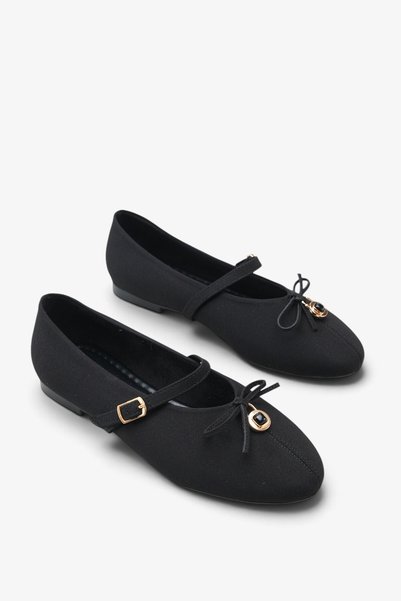 İNNABUTİKK Cyrilla Women's Ballet Flats - Black Nubuck