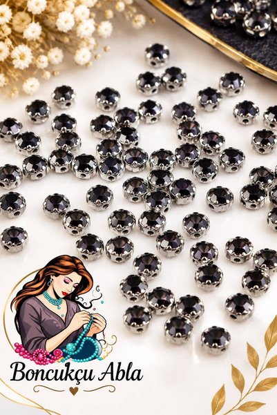 Boncukcu Abla Silver Case Black Stone Case Dikme Beyoğlu Stone (1 Pack) Ss 25...