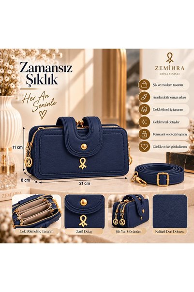 zemihra Women's 3-Compartment Small Size Vintage Scholarship Zipper and Snap Closure Hand and Shoulder Bag
