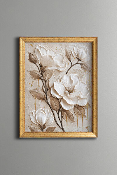 epiqart White Magnolias - Vintage Patterned Painting - Fine Model