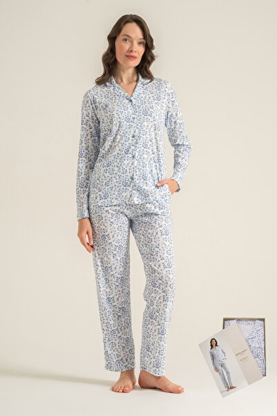 Pierre Cardin Cotton Modal Front Buttoned Long Sleeve Women's Shirt Pajama Set