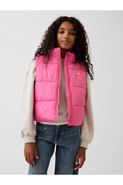 GAP Kız Çocuk Pembe Relaxed Puffer Şişme Yelek