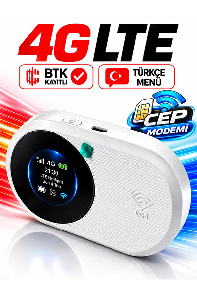 jetucuzal 4G LTE Mobil Sim Kartlı WiFi 6 3000mah Taşınabilir Mini CEP Modem B...