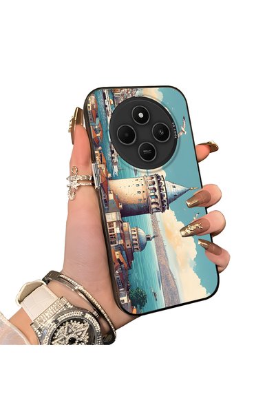 Hontinga Redmi 14C 4g Compatible Silicone Edge Hard Back Case Galata Tower Pa...
