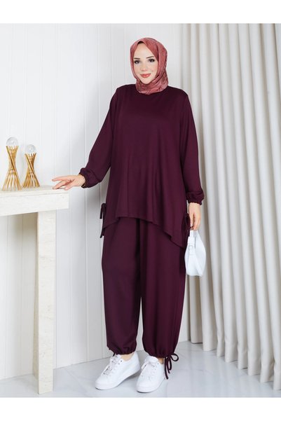 moda periy İkili Takım Gizem Oversize Yandan Bağlamalı Şalvar