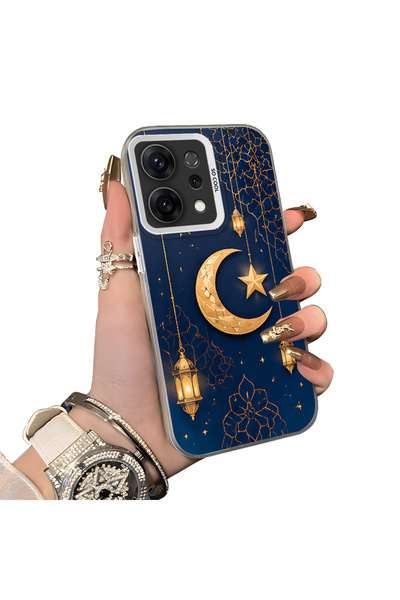 Hontinga Oppo Reno 14F 5g Compatible Silicone Edge Hard Back Case Crescent an...