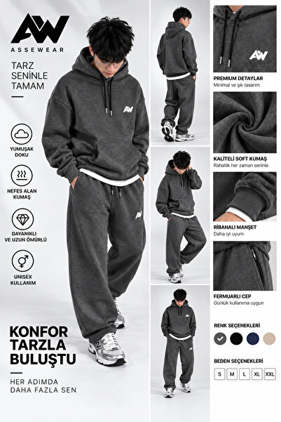 ASSE Wear ASSEWEAR, ERKEK, EŞOFMAN TAKIMI, OVERSİZE/EXTRA BAGGY, Bol Paça,3 İ...