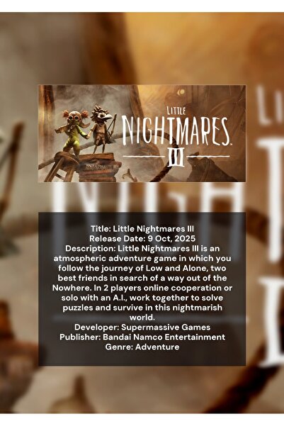 OEM Αφίσα Ινφογραφικής Αριθμογράφησης Little Nightmares 3, Παιχνίδι Τρόμου κα...