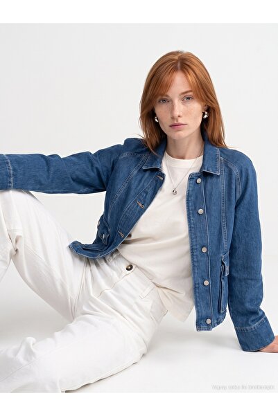 Dilvin 65400 Pocket Detailed Denim Jacket-Blue