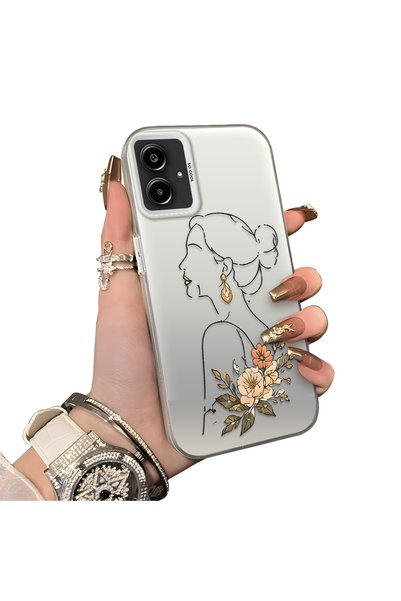 Hontinga Samsung Galaxy A06 Compatible Silicone Edge Hard Back Case Line Art ...