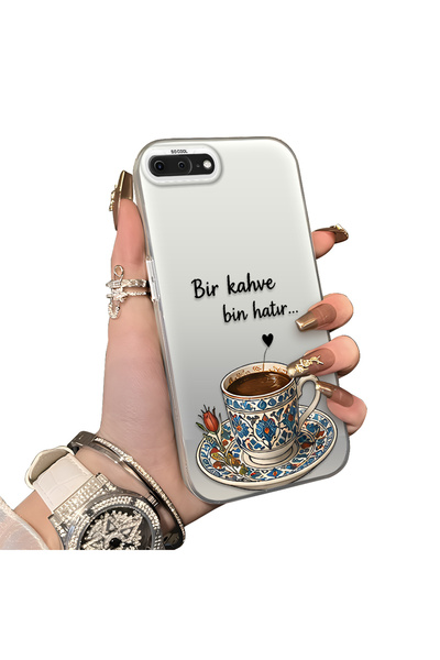 Hontinga iPhone 8 Plus Compatible Silicone Edge Hard Back Case Turkish Coffee...