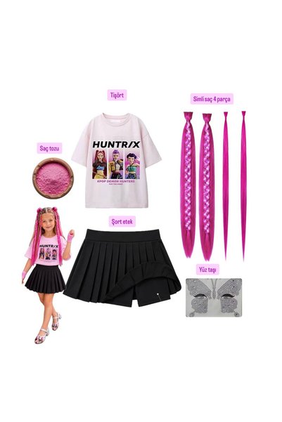 bemora kids Kpop Mira Huntrix Demon Slayers Printed T-Shirt+ Skirt (Skirt Is ...