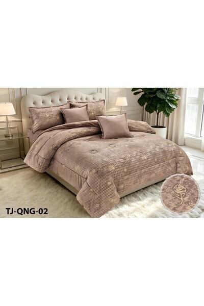 Moon Nefren Winter Embroidered Velvet and Fur Elegant and Delicate Rose Decor...