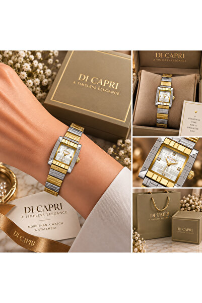 Generic Brand ساعة DI CAPRI النسائية ثنائية اللون – ذهبي وفضي LOOSTER TIME