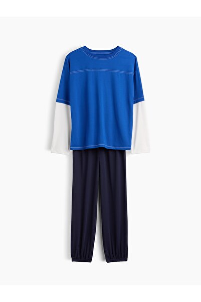 GAP Erkek Çocuk Lacivert Recycled Colorblock Pijama Takımı