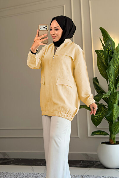 Suede Style 6539 - Şık Rahat Salaş Viva Kumaş Gizli Cep Detaylı Kadın İnce Ya...