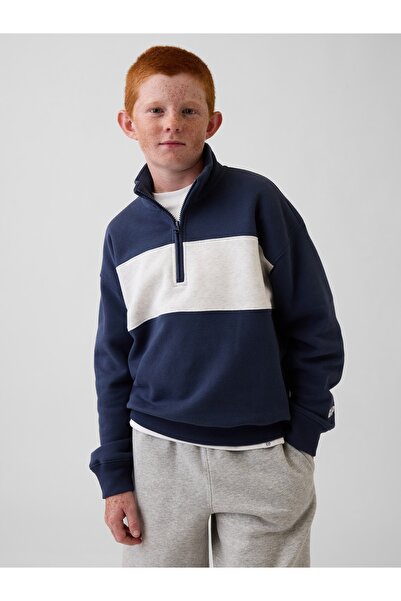 GAP Erkek Çocuk Lacivert VintageSoft Yarım Fermuarlı Sweatshirt
