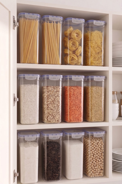 NESS HOME 12'li Etiketli Kare Vakumlu Saklama Kabı Seti 2250 ml Kilitlenebilir Kapaklı Erzak Kabı
