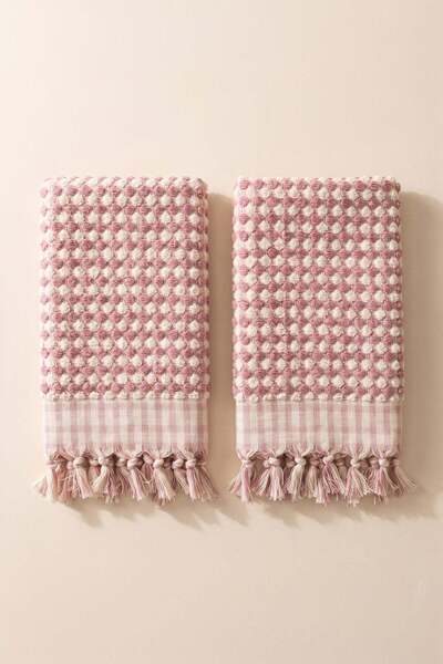 vivamaison Ponpon Hand Towel Chickpea Woven 50X90 2-Pack Pink