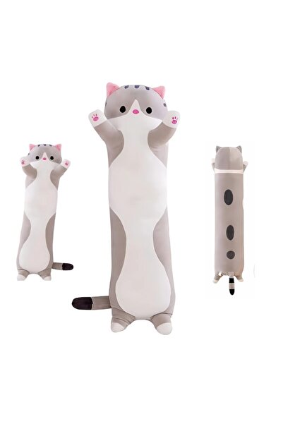 OEM Плюшена играчка котка, DrKala, 50 см, сив, полиестер и памук, може да се ...