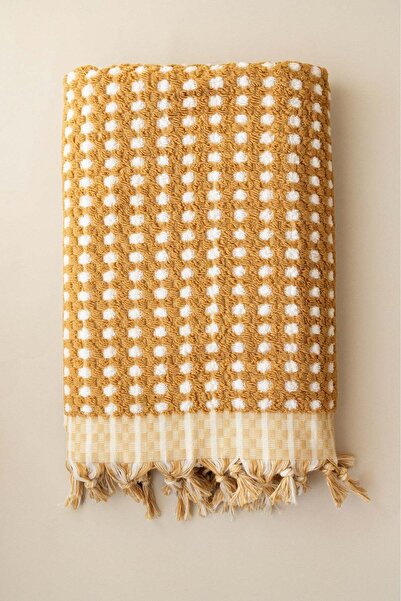 vivamaison Ponpon Towel Chickpea Woven 90X170 Bath Towel Mustard