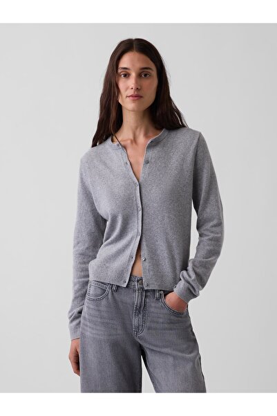GAP Kadın Açık Gri CashSoft Crop Hırka