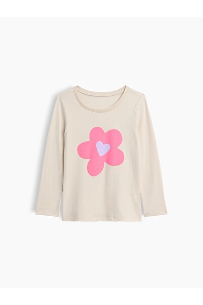 GAP Kız Bebek Bej Grafik Baskılı T-Shirt