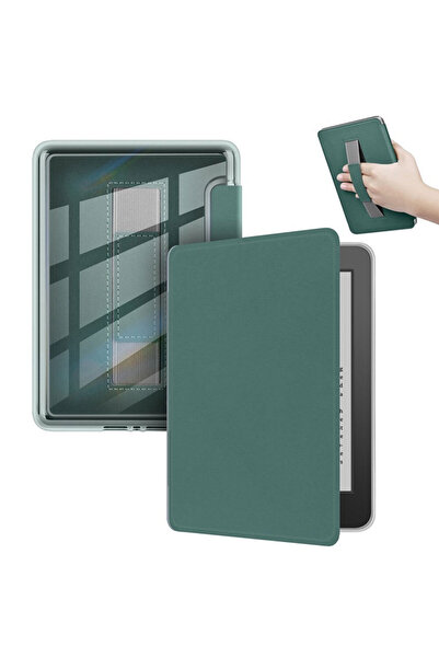 Amazon kindle 11. Nesil Basic 6" E Kitap Okuyucu Kılıfı Tutacaklı - Yeşil