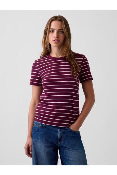 GAP Kadın Koyu Kırmızı Organik Pamuk VintageSoft T-Shirt