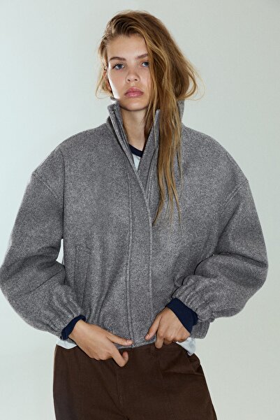Pull & Bear Dik yaka kaşe bomber