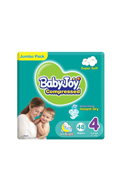 BabyJoy فوطة ماسية مضغوطة، مقاس 4، كبير، 10-18 كجم، عبوة ضخمة، 48 حفاضة