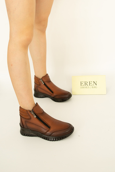 Venüs 1428 EREN SHOES&BAG Hakiki Deri Günlük Rahat Hafif Fermuar Detaylı Düz ...