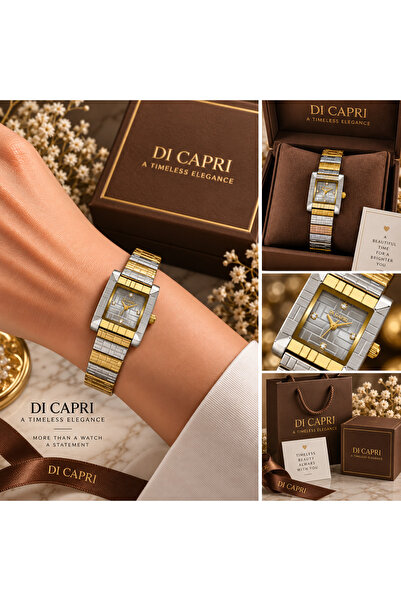 Generic Brand ساعة DI CAPRI ثنائية اللون بتصميم مستطيل أنيق LOOSTER TIME
