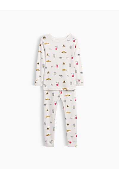 GAP Bebek Beyaz Organik Brushed Pamuk NYC Pijama Takımı