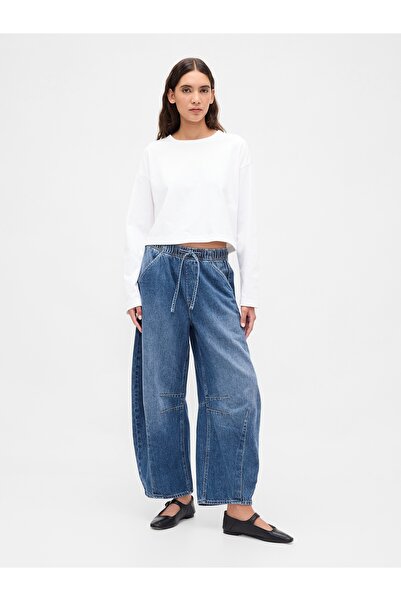 GAP Kadın Mavi Mid Rise UltraSoft Horseshoe Jean Pantolon