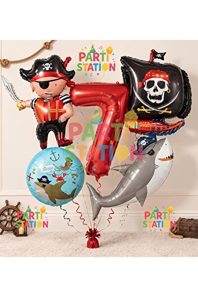 Parti Station Pirate Concept 7-Year-Old Balloon Set - 5 Pieces Giant Pirate S...