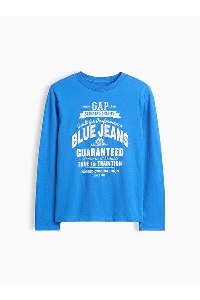 GAP Erkek Çocuk Açık Mavi Logo Grafik Baskılı T-Shirt