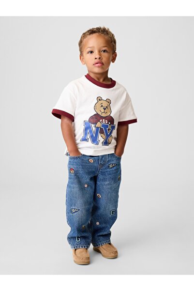 GAP Erkek Bebek Mavi Baby & Toddler Nakışlı Pull-On Baggy Jean Pantolon