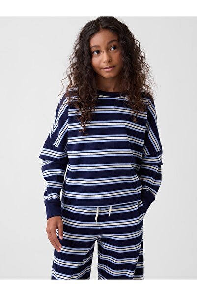GAP Kız Çocuk Lacivert Heavyweight Oversized T-Shirt