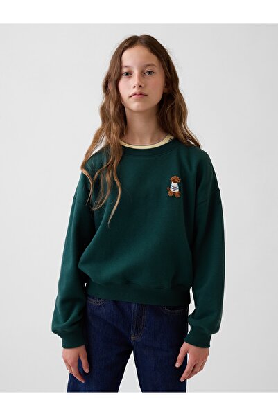 GAP Kız Çocuk Koyu Yeşil VintageSoft Wedge Sweatshirt