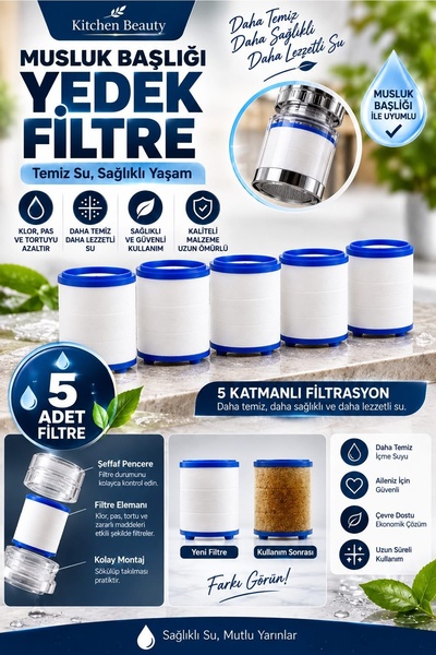 Kitchen Beauty 5 Adet Musluk Başlığı Filtresi | 5 Adet Filtre | Kireç Önleyic...