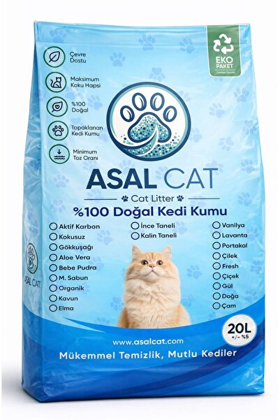 Doğal İçerikli İnce Taneli Aktif Karbonlu Kedi Kumu 20 Litre Tozsuz Premium Kedi Kumu