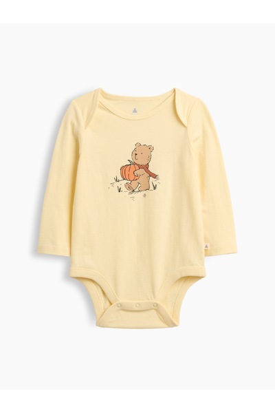 GAP Bebek Sarı Grafik Baskılı Bodysuit